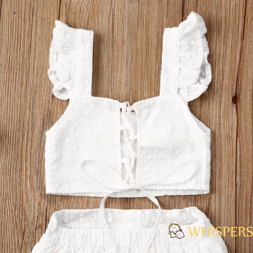 Set Áo Sát Nách + Quần Sọt Lưng Cao Cho Bé Gái (Màu Trắng)