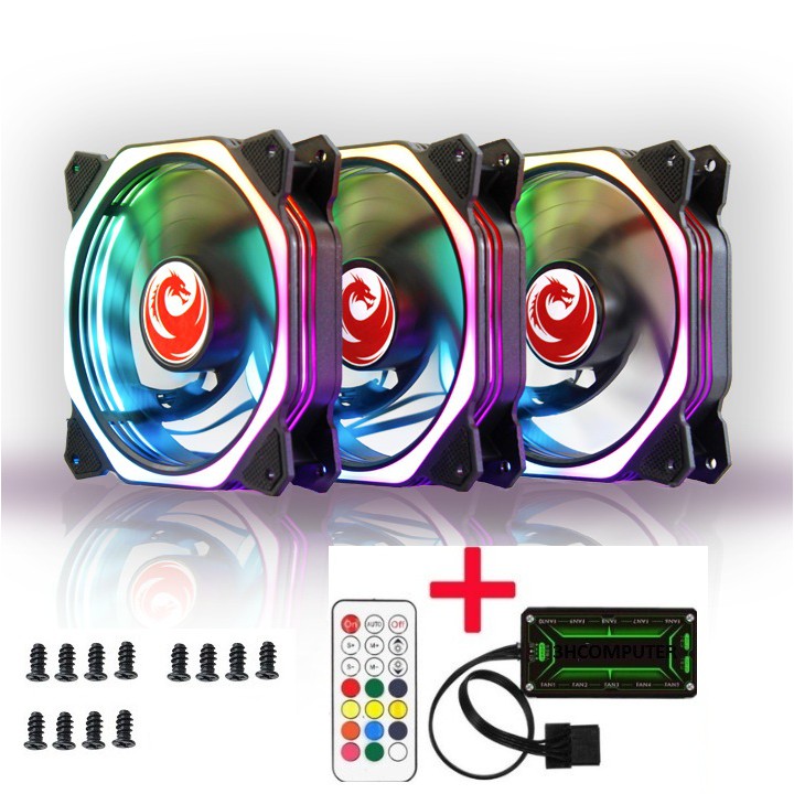 M22/V10 Quạt RGB 12 CM Red Dragon 2019 Led rgb .