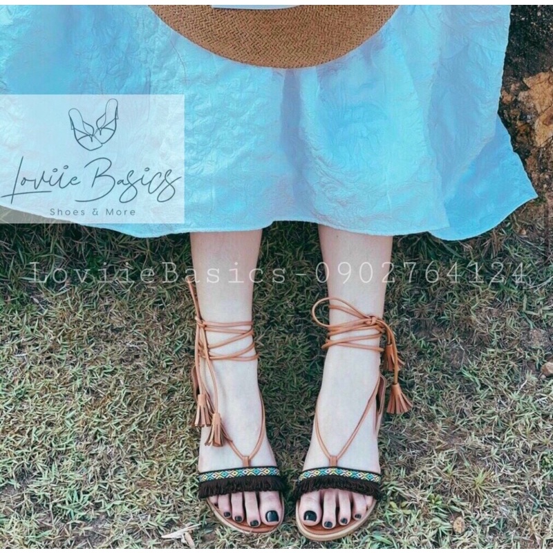 SANDAL NỮ LOVIIE BASICS-GIÀY SANDAL NỮ CHIẾN BINH ĐI BIỂN QUAI NGANG THỔ CẨM - SANDAL CHIẾN BINH QUAI NGANG  S210522