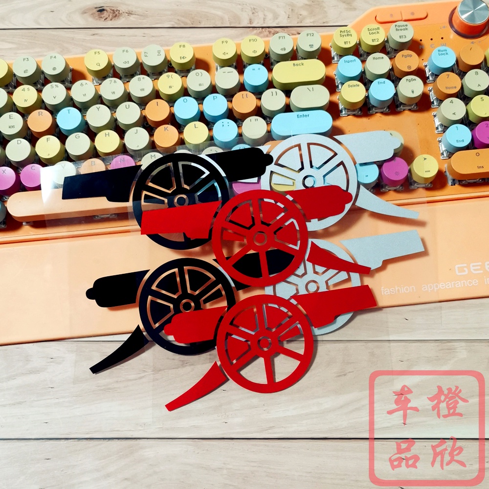Bộ 2 Miếng Dán Trang Trí Phản Quang Cho Gương Chiếu Hậu Xe Hơi / Xe Máy / Laptop Hình Quả Bóng Đá Arsenal Cannon
