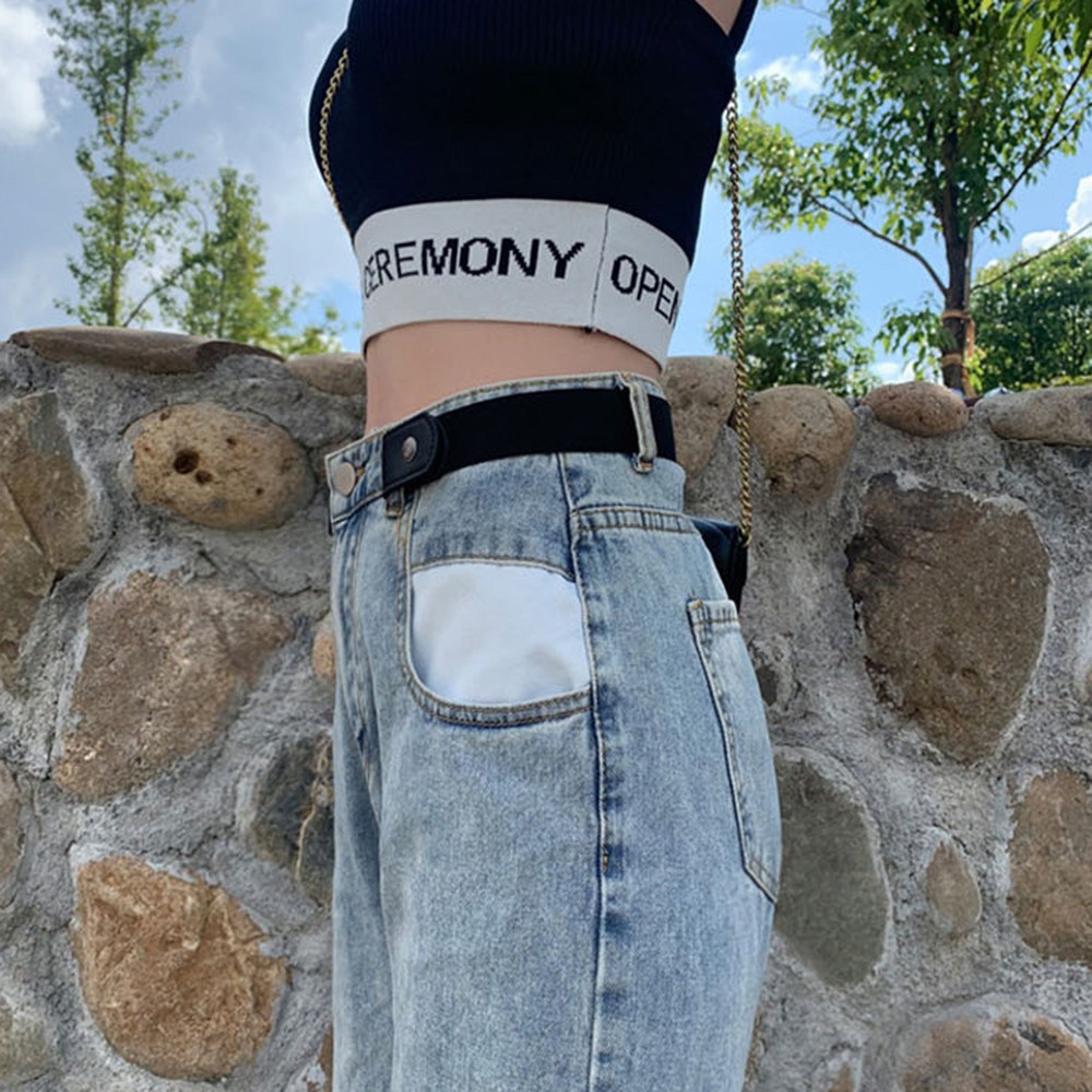 Thắt Lưng Nữ Vải Da Phối Khóa Kim Loại Thời Trang Phong Cách Hàn Quốc