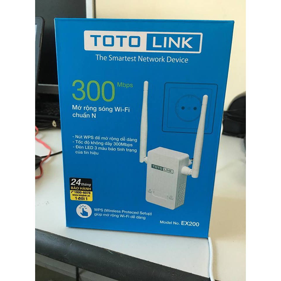 Bộ Mở Rộng Sóng Wifi Totolink EX200 Chuẩn N Tốc Độ 300Mbps - Hãng Phân Phối Chính Thức
