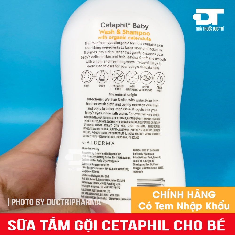 Sữa tắm gội chống rôm sảy cho bé Cetaphil Baby Wash and Shampoo 2in1