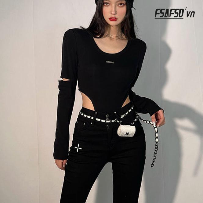 Quần Jeans Nữ Ống Loe Xẻ Tà Thời Trang