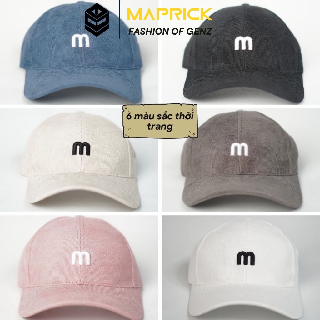 Mũ Lưỡi Trai [ZCrush] Nón Kết Nhung Thêu Chữ M - Nón Bucket Phong Cách Ulzzang Form Unisex Nam Nữ