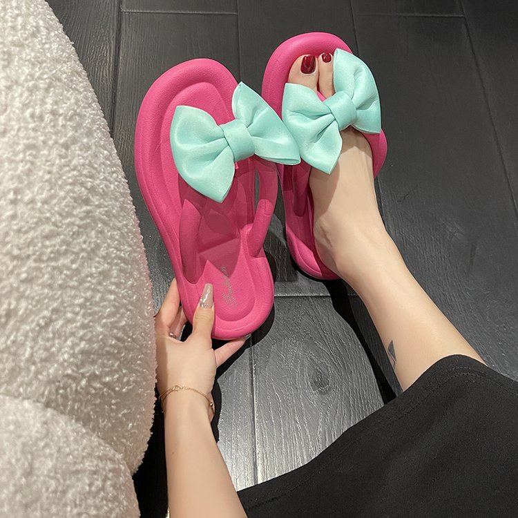 Tikp Dép Sandal Nữ Đế Mềm Đính Nơ 4 Màu Size 36-41