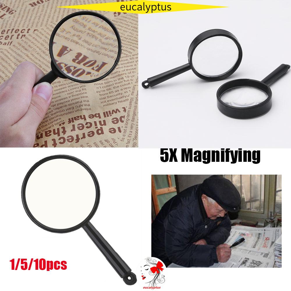 Bộ 1/5/10 Kính Lúp Phóng Đại 5X 25mm Bỏ Túi Bằng Nhựa Tiện Dụng