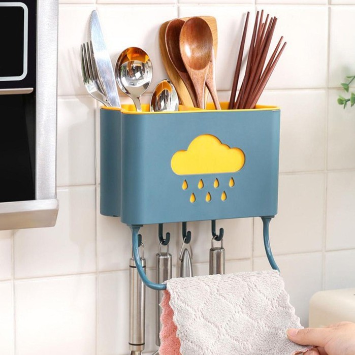 Kệ Để Đồ Nhà Bếp Dán Tường Hình Đám Mây - Giỏ Đựng Đũa Dán tường