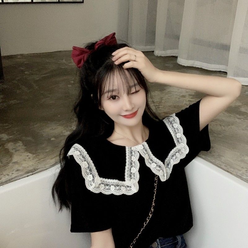 Áo Thun Tay Ngắn Phối Ren Thời Trang Dành