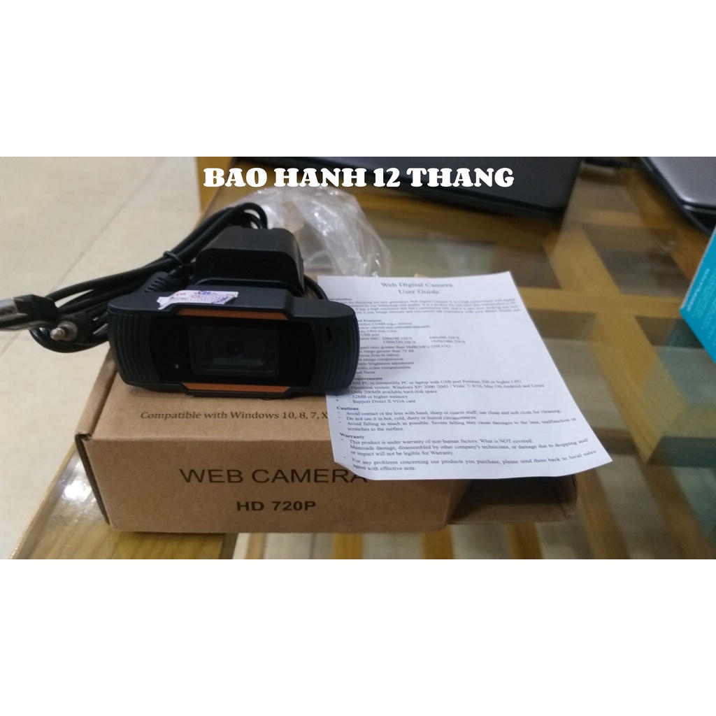 Camera liền mic HD720p dành cho máy tính để bàn lắp đặt đơn giản, độ nét cao giúp con bạn học online tốt hơn