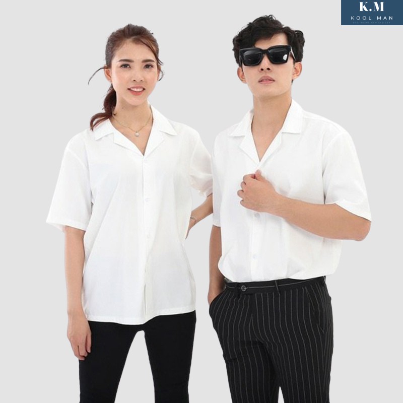 Áo Sơ Mi Cổ Vest Ngắn Tay Nam Nữ HOT, Áo Sơ Mi Kiểu Thời Trang Hàn Quốc Vải Lụa Cao Cấp Thoáng Mát KoolMan | BigBuy360 - bigbuy360.vn