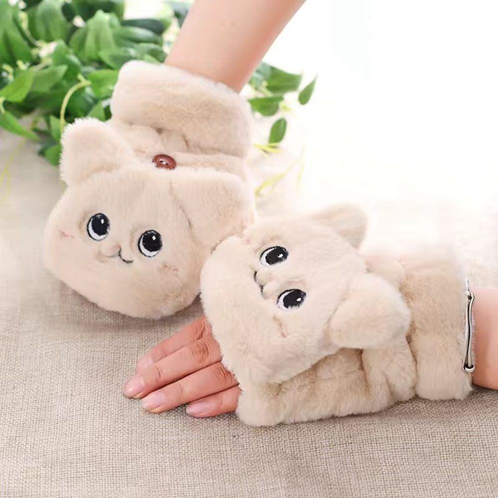 Găng Tay Len Hở Ngón Mềm Mại Co Giãn Thời Trang Thu Đông Cho Nữ