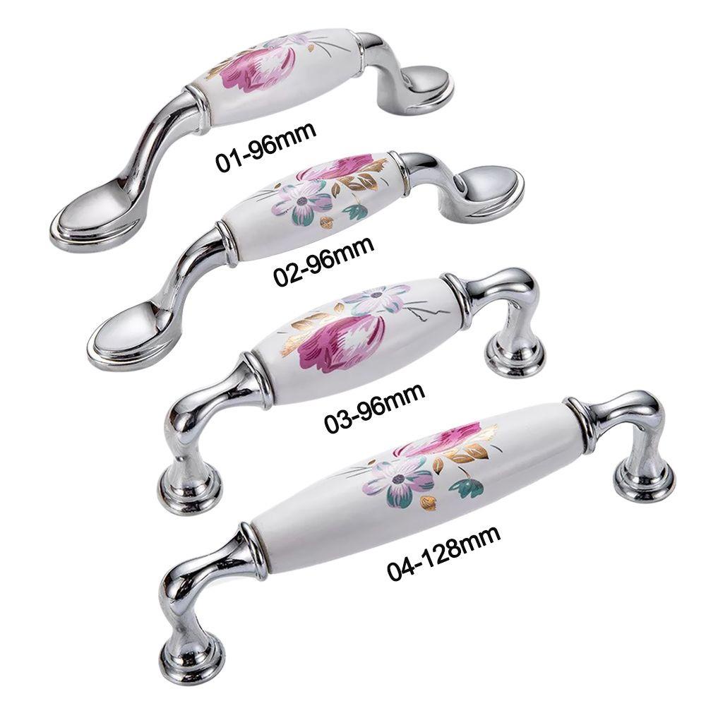 KUNHEV Tay Nắm Cửa Bằng Gốm Sứ Hình Hoa Mẫu Đơn Phong Cách Vintage