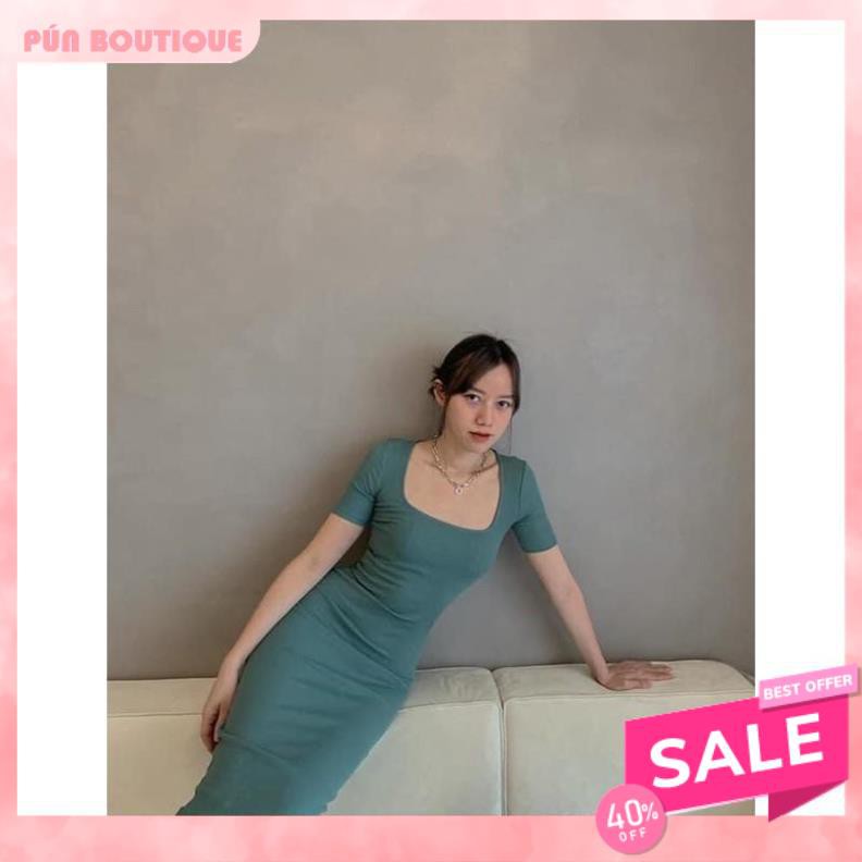 [HOTT] VÁY BODY THUN ZIP CỘC TAY CỔ VUÔNG SEXY HANG LOẠI 1 - ĐẦM BODY TÔN DÁNG 3 MÀU XK