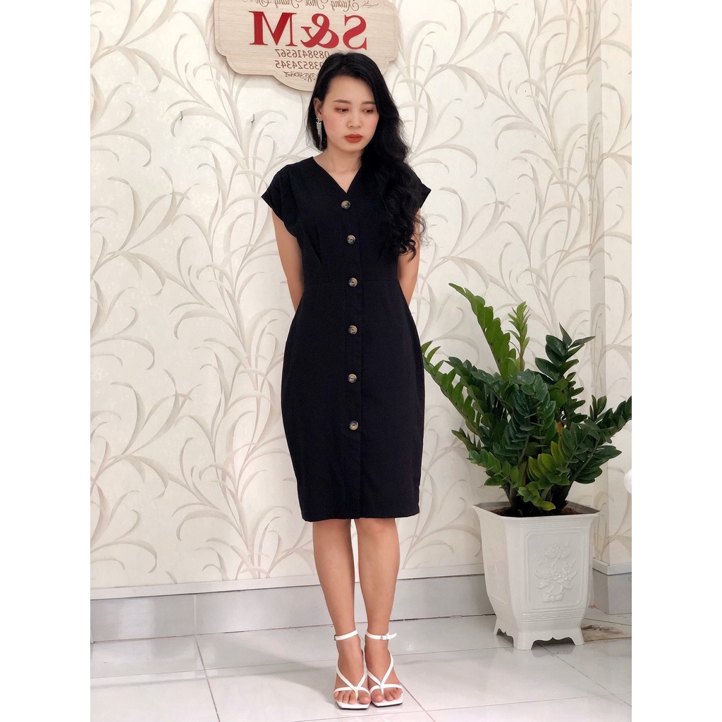Đầm ôm suông tay con S&amp;M cực tôn dáng, giá rẻ, vải mát GR202- Hình thật do shop chụp