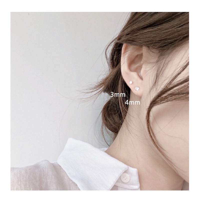 Bông tai kim cương đính nụ đá size mini Yukimishop Yukimishop