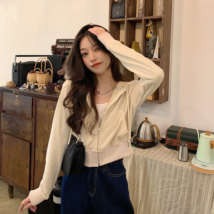 Áo khoác cardigan có mũ dáng ngắn thời trang trẻ trung cho nữ | BigBuy360 - bigbuy360.vn