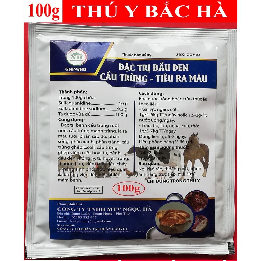 1 gói Sulfa 100g Công ty Ngọc Hà Chuyên dùng cho gia súc, gia cầm, chim cảnh