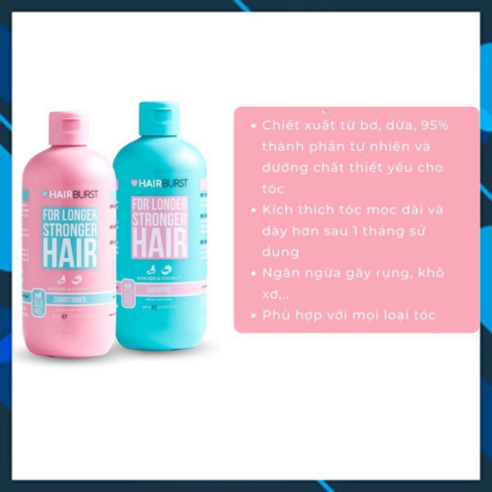 Dầu Gội + Dầu Xả ⚡ FREESHIP ⚡ Hair Burst 350ml | Cặp Dầu Gội Ngăn Rụng, Kích Thích Mọc Tóc, Làm Dày Tóc