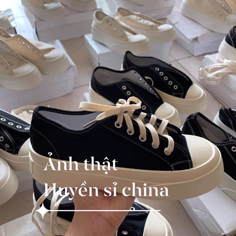 Giày thể thao nữ vải dáng basic, Giầy bánh mì kiểu vintage, Giày Sneakers Nữ vải Basic Cổ Thấp