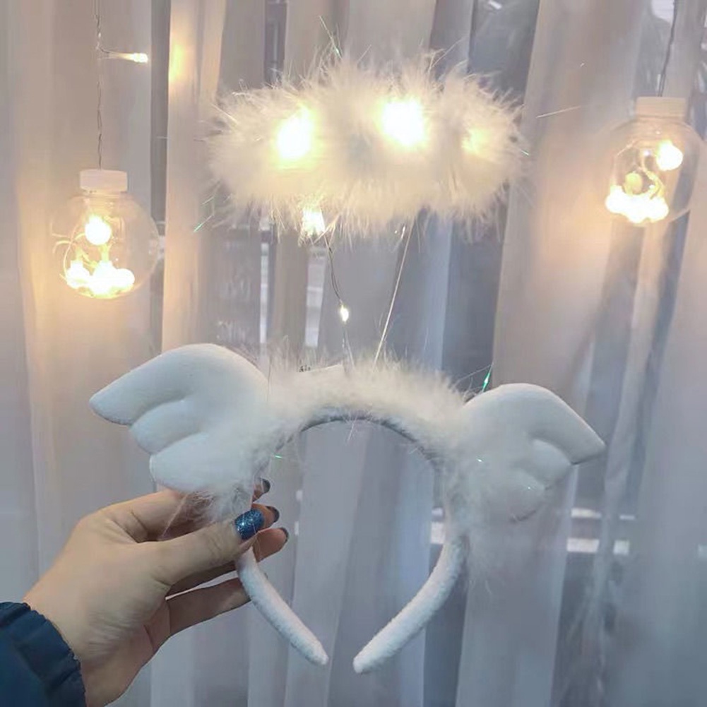 Băng Đô Cài Tóc Hình Cánh Thiên Thần Có Đèn LED