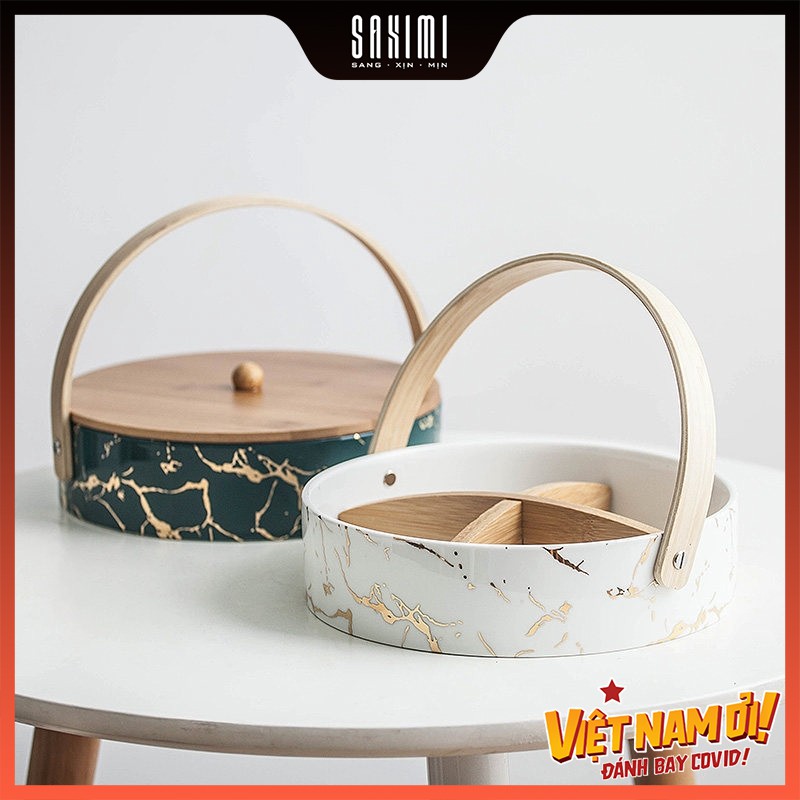 Khay mứt, bánh kẹo bằng gốm sứ tráng men phong cách Nordic Châu Âu cao cấp