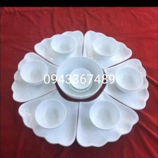 Bộ bát đĩa hoa mặt trời sứ Bát Tràng đk55cm, 15 món. Cỡ to. Hàng chuẩn, y hình