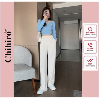 Quần tây nữ lưng cao ống rộng chất liệu Bingo Tàu giữ dáng ít nhăn phong cách Hàn Quốc Chihiro CR-21
