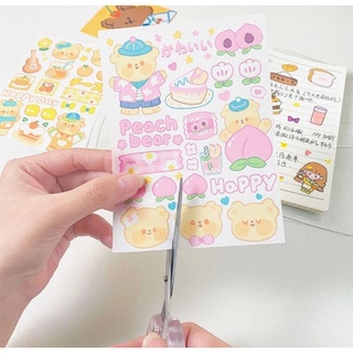 Set 4 tấm Sticker 🫧 Cute Rainbow Bunny and Bear
