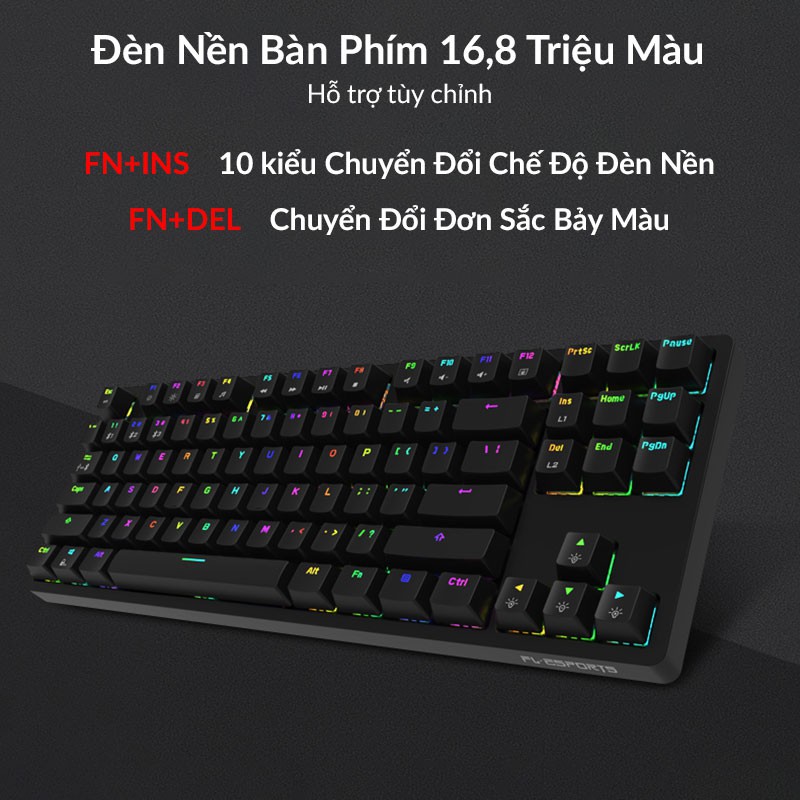 Bàn Phím Cơ Gaming FL-ESPORTS F11 Layout 87 Phím, Kết Nối Bluetooth &amp; Dây Cáp, Đèn Nền RGB, Windows/MacOS/iOS/Android