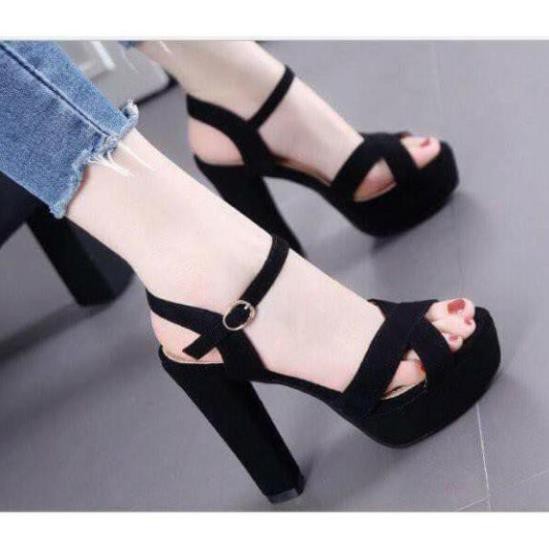 Giày Cao Gót 10 Phân Đan Chéo Hàn Quốc Cao Cấp (2 màu xanh , đen chuẩn form hàng y hình bảo hành keo trọn đời)