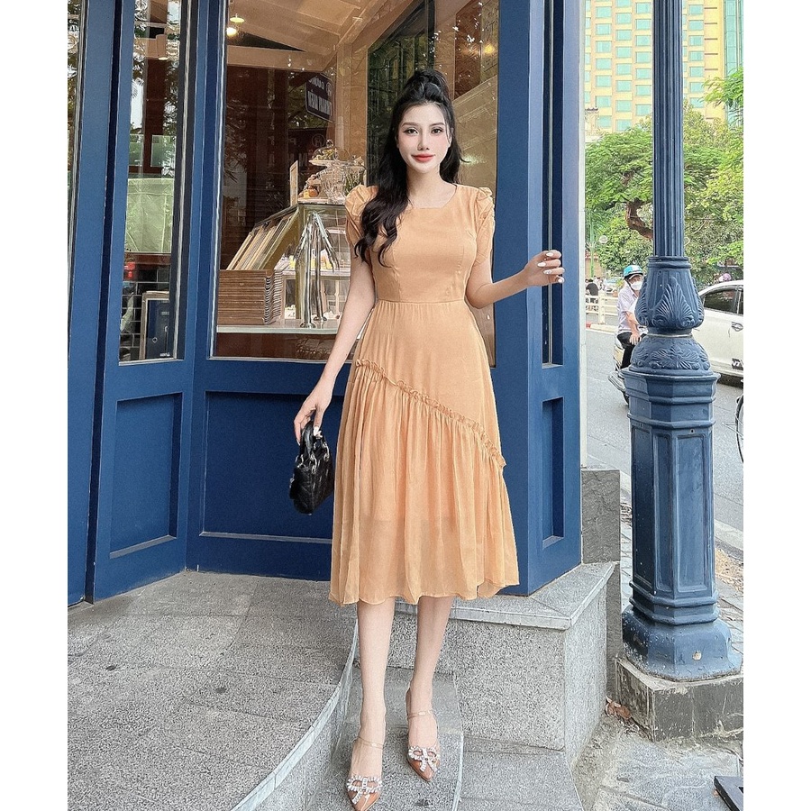 Đầm voan ánh kim thiết kết bèo xéo DAM030 – Lady Fashion