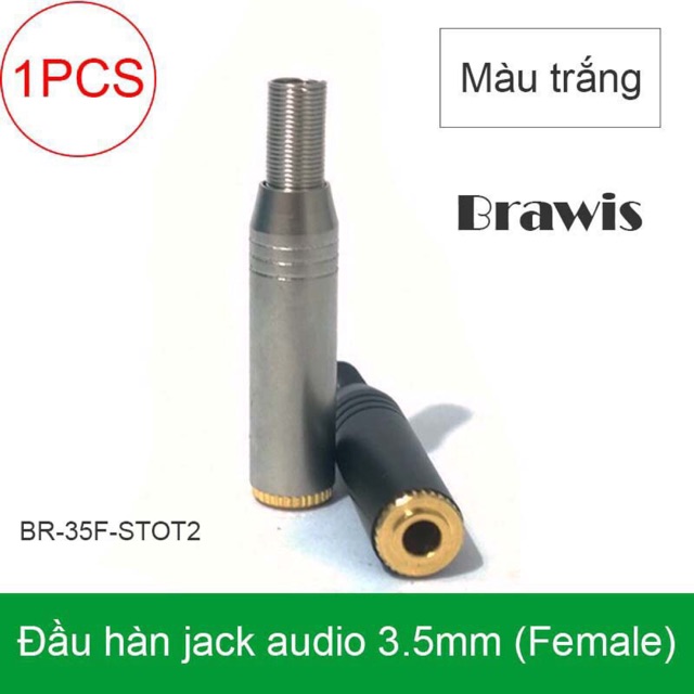 Jack 3.5 âm hàn dây BRAWIS màu trắng- giá bán 1 chiếc