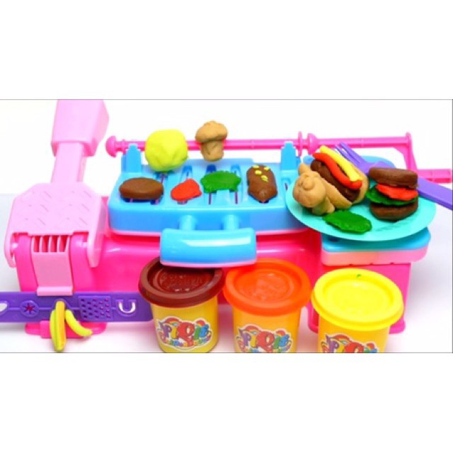 [HPTOYS] Barbeque play set - Máy làm bbq đất nặn