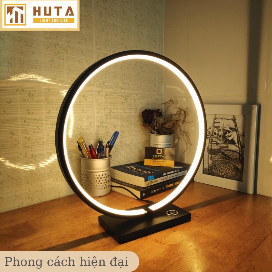 Đèn Bàn Cảm Ứng HUTA Tăng Giảm Độ Sáng, Ánh Sáng Vàng, Dùng Làm Đèn Ngủ, Để Phòng Khách, Trang Trí Decor, Led 18W, Mã C1