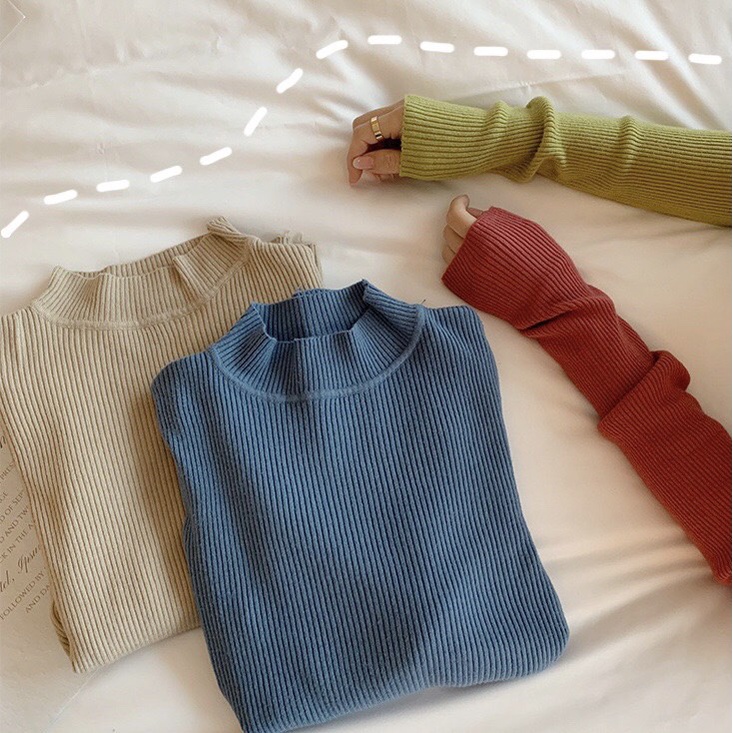 Áo len tăm nữ cổ lọ thu đông cổ cao 3 phân hoạ tiết trơn ôm body mềm mịn co dãn, nhiều màu, dễ phối đồ ( hàng QC loại 1) | BigBuy360 - bigbuy360.vn