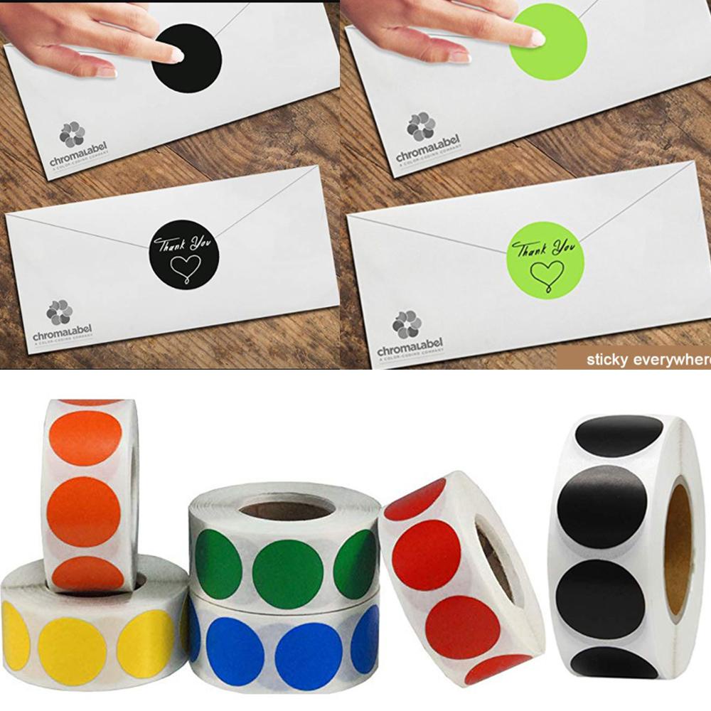 Cuộn 500 Nhãn Dán Giấy Kraft Màu Sắc Xinh Xắn 1 Inch