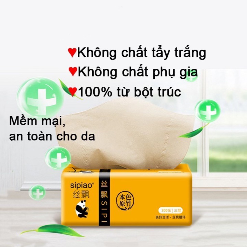 Giấy ăn gấu trúc SIPIAO loại 1 cao cấp siêu mịn không bụi an toàn cho trẻ em CozyBin