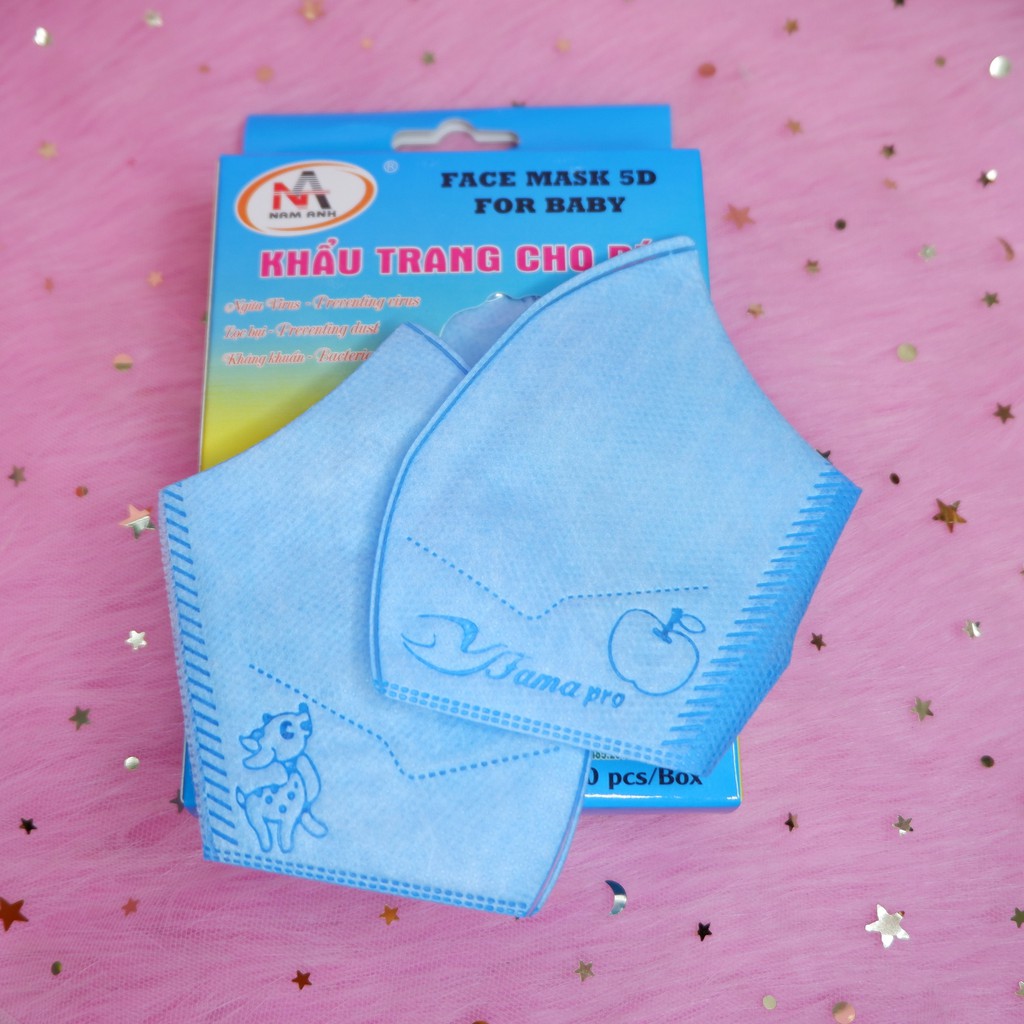 Hộp 10 cái khẩu trang y tế 5D, kháng khuẩn, Nam Anh, Đủ loại Đủ Màu cho Trẻ Em | BigBuy360 - bigbuy360.vn