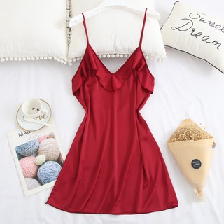 Đầm ngủ cổ vịt FREE SHIP lụa trơn dáng dài dễ mặc