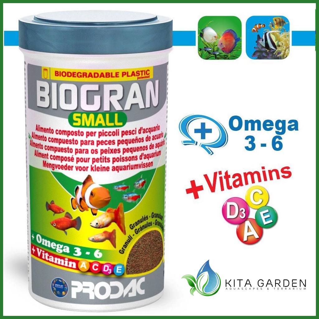 Thức Ăn Dạng Hạt Cho Cá Nhỏ BIOGRAN SMALL - PRODAC Túi 4gr - 15gr | Hàng Cao Cấp Nhập Khẩu Từ Ý