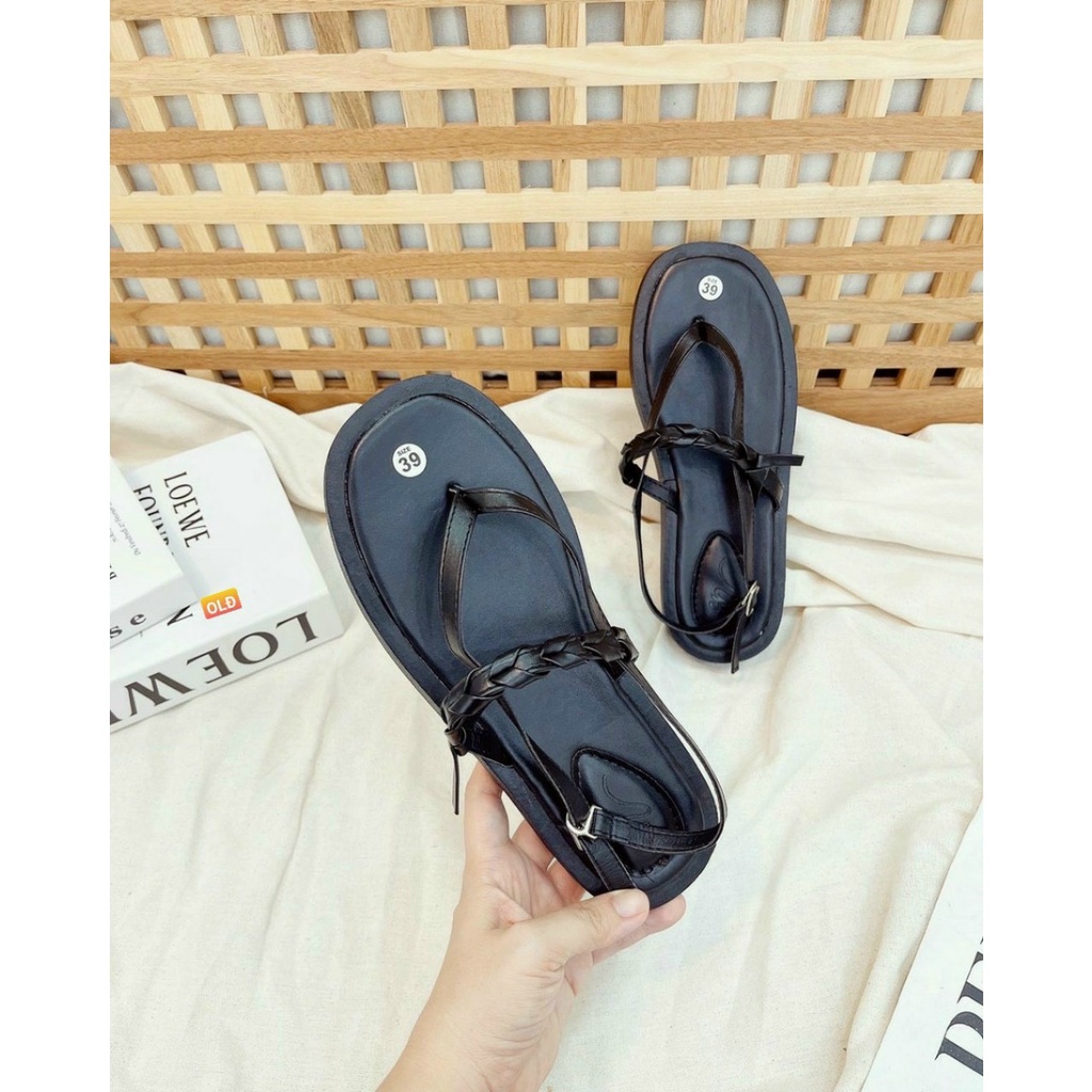 [HÀNG HOT TREND] DÉP SANDAL NỮ ĐẾ BÁNH MÌ 2CM XỎ NGÓN QUAI NGANG TẾT NHỎ