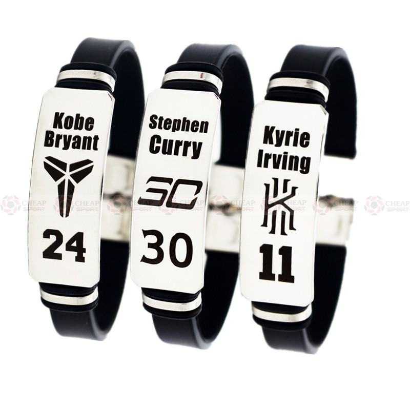 Vòng Tay Bóng Rổ NBA 6.0 Dây Silicon Mặt Hợp Kim Cao Cấp In Logo Các Ngôi Sao Bóng Rổ NBA Kobe Curry James Kyrie Jordan