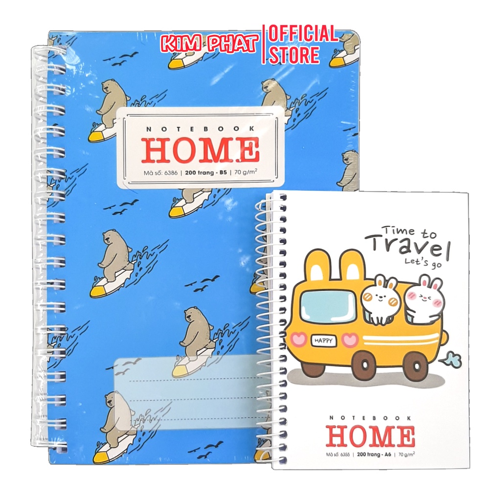 Sổ Lò Xo A4 Kẻ Ngang Bìa Bồi Cao cấp 200 Trang Home - Hải Tiến A4/B5/A5/A6
