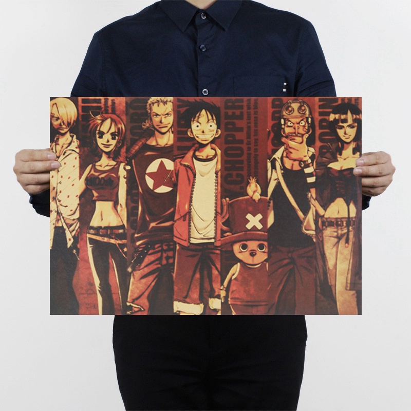 Bộ 30 Tấm Áp Phích Giấy kraft In Hình One Piece Trang Trí Quán Cà Phê / bar