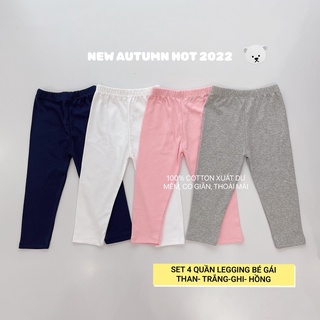 Combo 4 quần legging cotton len cho bé gái nhiều màu