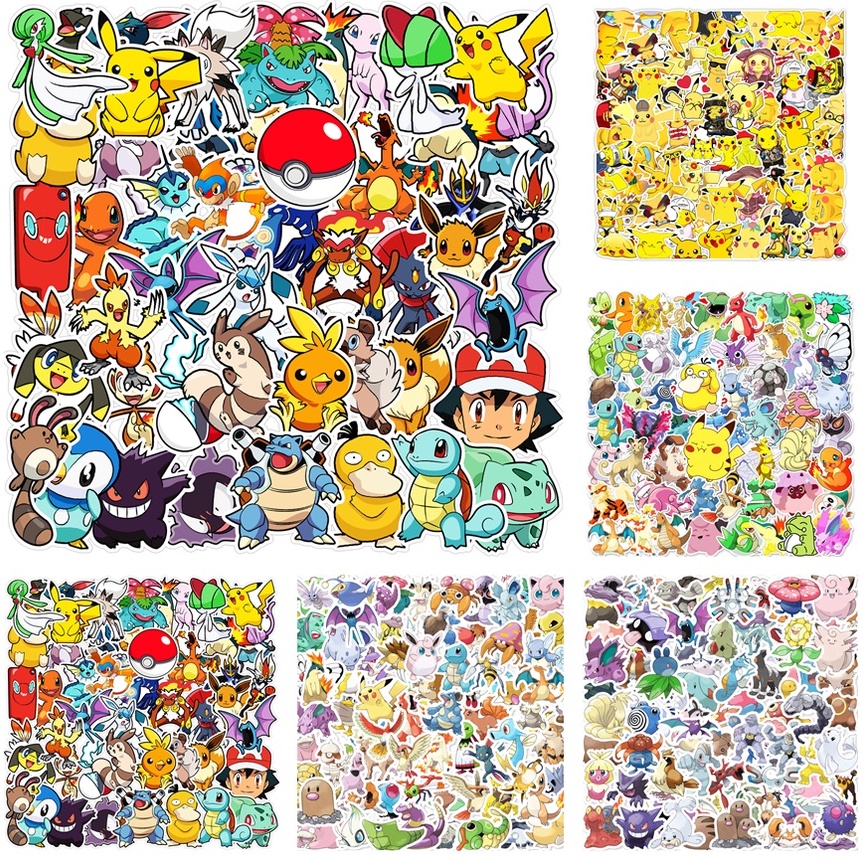 100/80/50 Sticker Hình Pokemon Pikachu Dán Ván Trượt, Guitar, Guitar, Laptop