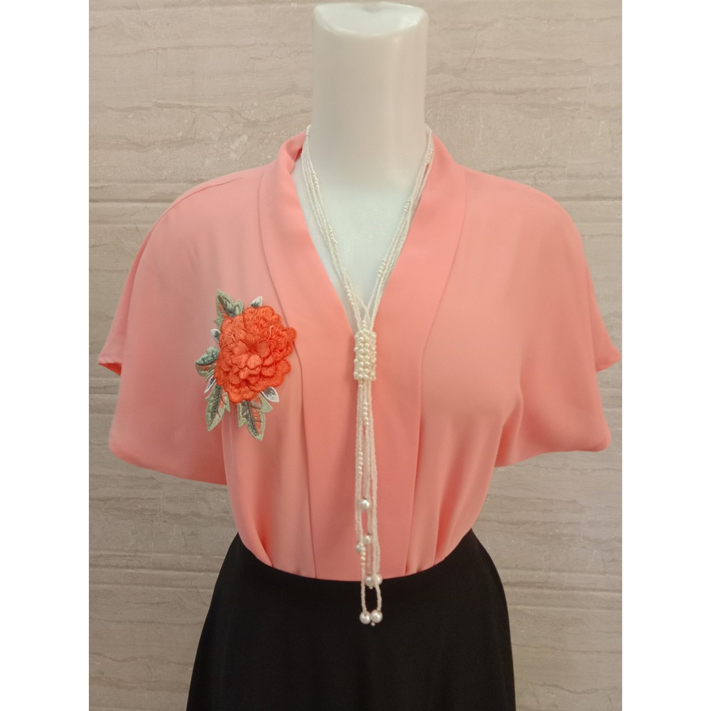 ÁO BÀ LAI TAY DƠI KẾT HOA -  Chất liệu tằm ý - M022