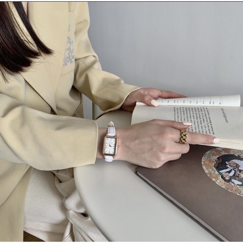 Đồng Hồ Nữ Chính Hãng SIGIN Mặt Vuông, Dây Da Cao Cấp Cực Hot