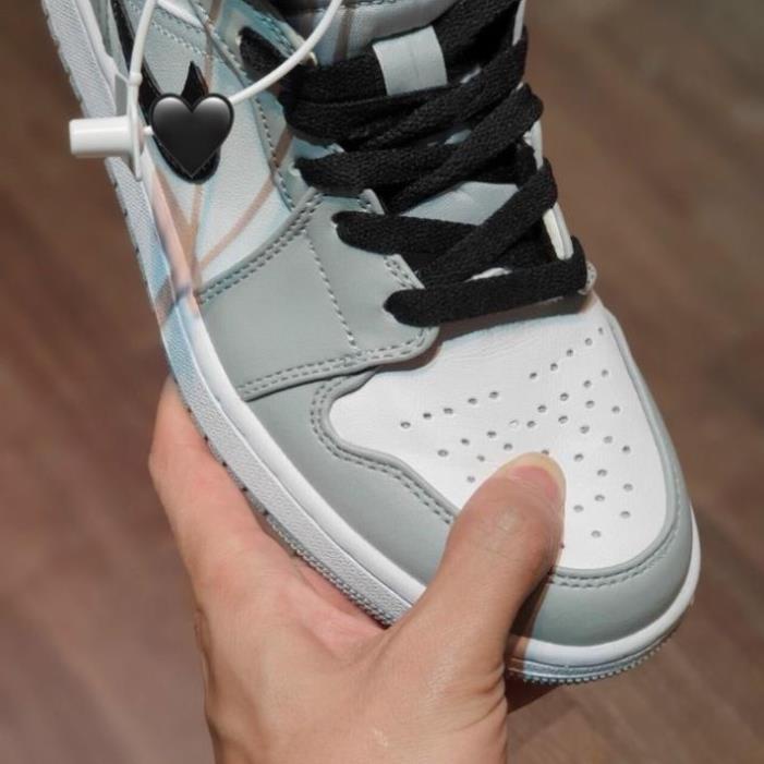 (bachhoa) [FREE SHIP] Giày thể thao JD1 Retro High Light Smoke Grey cao cổ xám logo đen, Giầy jordan xám cổ cao